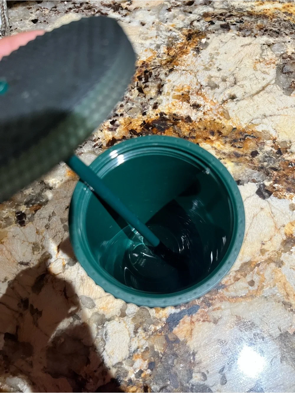 Starbucks Dark Green Textured Studded Tumbler with Straw